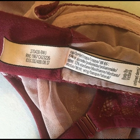 Victoria’s Secret Maroon Lace Unlined Demi Bra - Picture 4 of 5